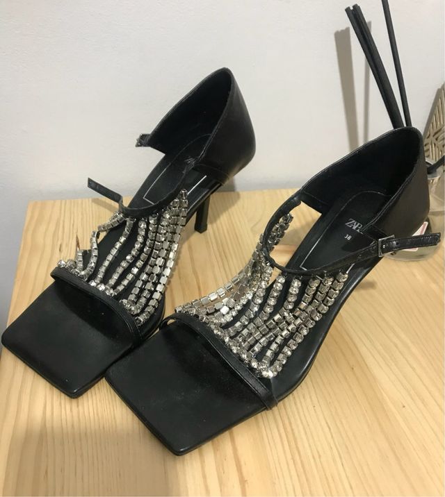 Sandalias Zara piel tacón 38