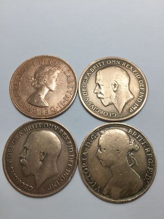 Monete Penny inglesi molto belle, set da 8