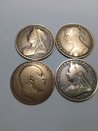 Monete Penny inglesi molto belle, set da 8