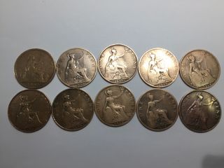 Monete Penny inglesi molto buone, set da 10