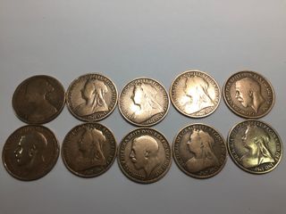 Monete Penny inglesi molto buone, set da 10