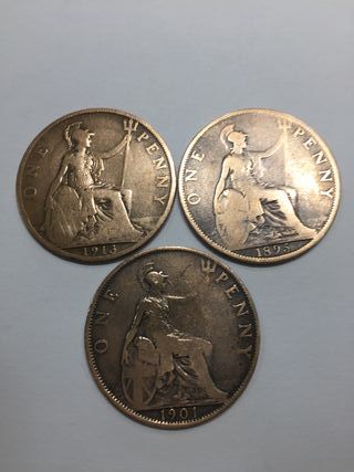 Monete Penny inglesi molto buone, set da 10