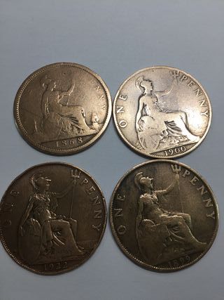 Monete Penny inglesi molto buone, set da 10