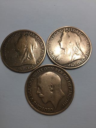 Monete Penny inglesi molto buone, set da 10