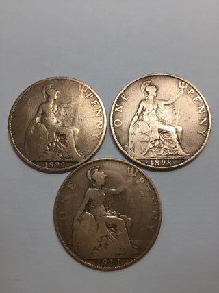 Monete Penny inglesi molto buone, set da 10