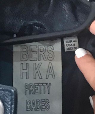 Chaqueta cuero Bershka azul marino T-36