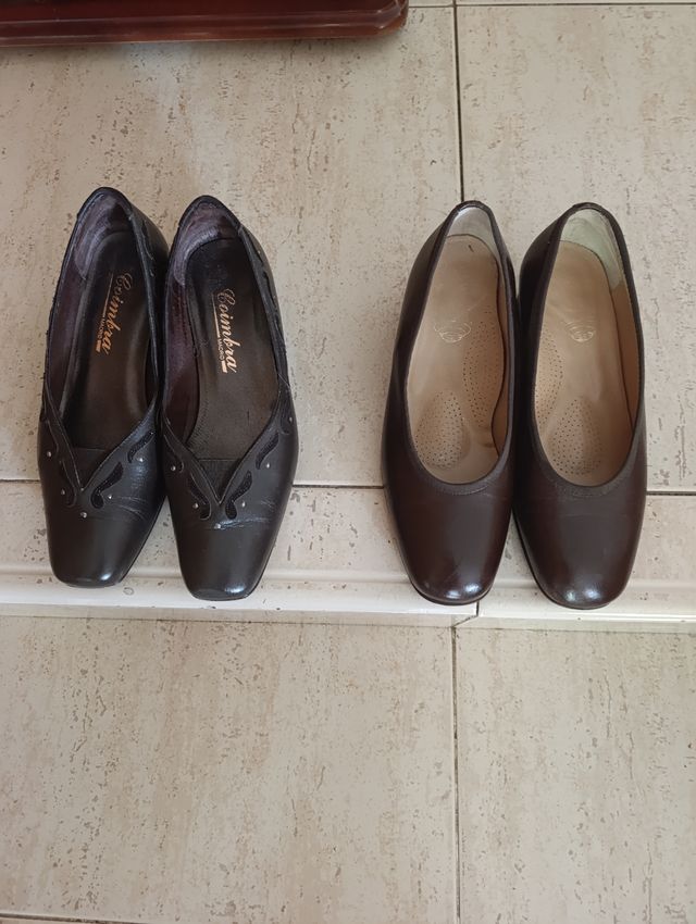 2 Zapatos de salón de piel talla 36