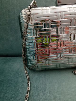 Bolso fiesta plateado metalizado