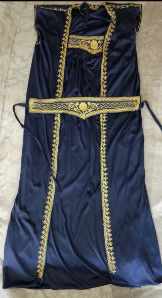 Vestido medieval azul y dorado