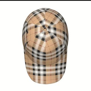 Gorra beige y marrón a cuadros