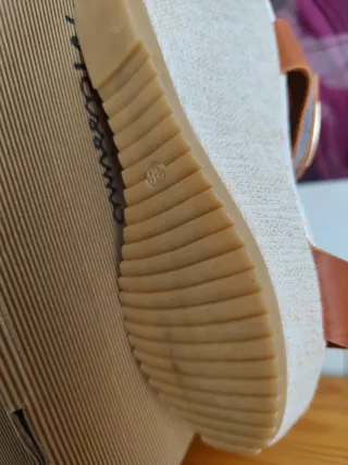 Sandalias cuña marrón beige #38