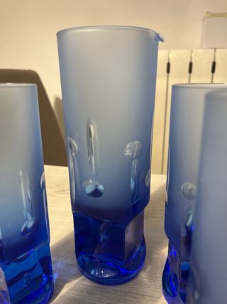 Set bicchieri & caraffa blu vintage