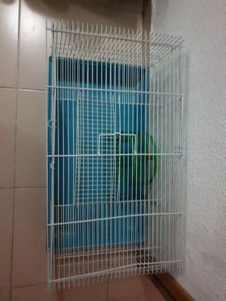 Jaula hamster o mascotas pequeñas azul y blanca
