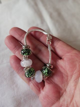 Pulsera plata charms verdes