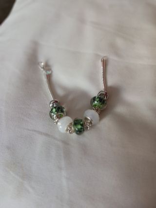 Pulsera plata charms verdes
