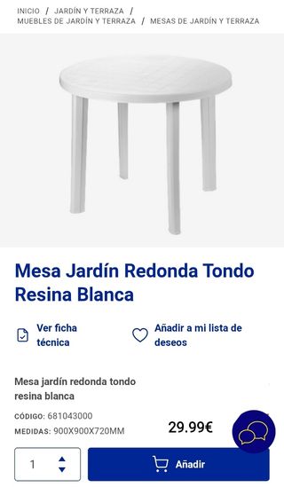 Mesa de jardin