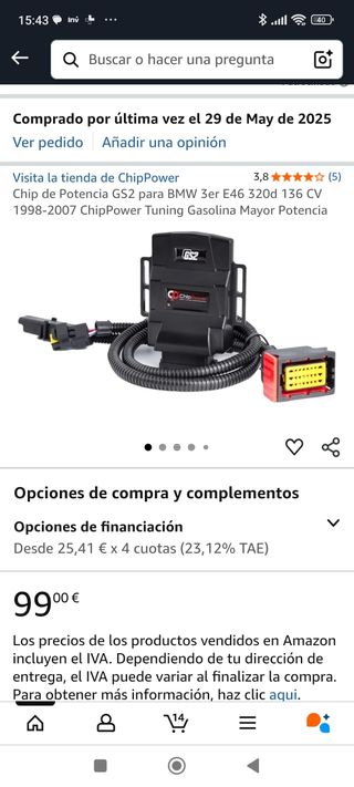 Chip potencia BMW  320d e46 136cv