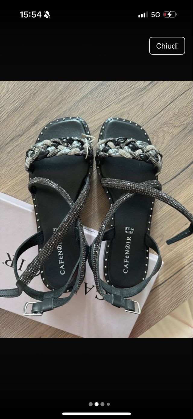 Sandali CAFE NOIR neri e argento, n. 37