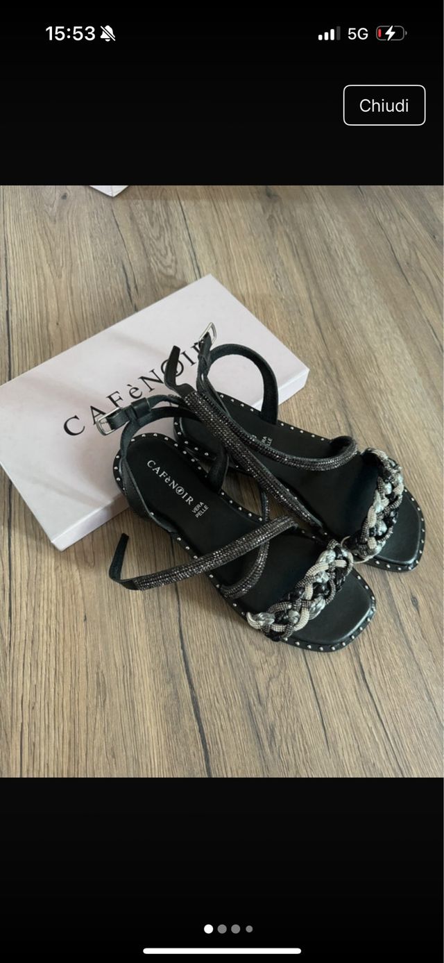 Sandali CAFE NOIR neri e argento, n. 37