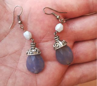 Orecchini Pendenti Viola Argento