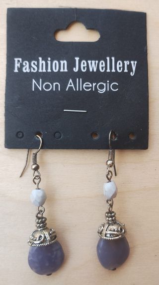 Orecchini Pendenti Viola Argento