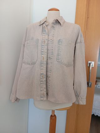 Chaqueta vaquera beige mujer L zara 