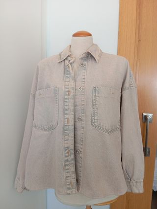 Chaqueta vaquera beige mujer L zara 