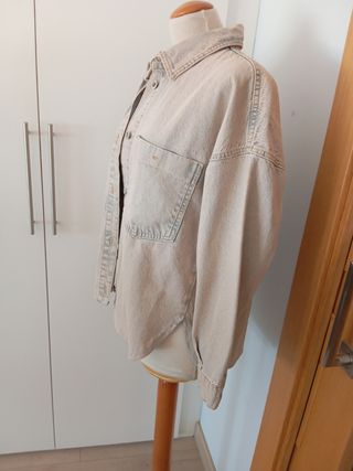 Chaqueta vaquera beige mujer L zara 