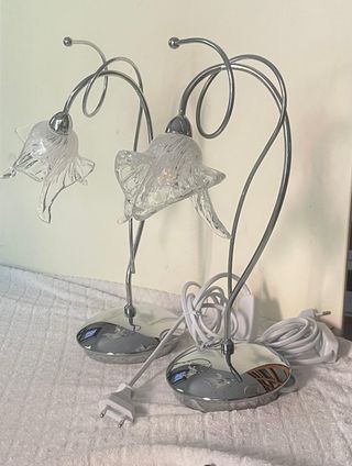 2 Lampade da tavolo/abatjours cromo vetro Murano