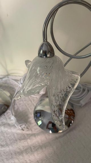 2 Lampade da tavolo/abatjours cromo vetro Murano