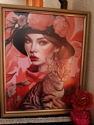 Cuadro Mujer con Gato 