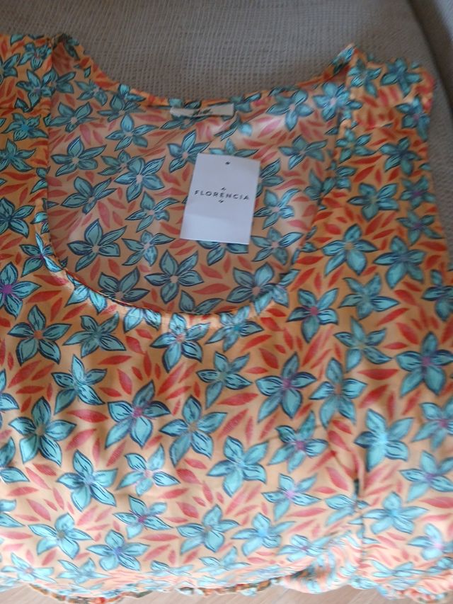 Vestido lencero Florencia - Naranja y Verde azulad