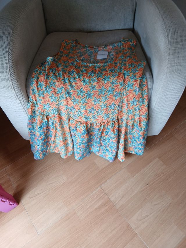 Vestido lencero Florencia - Naranja y Verde azulad