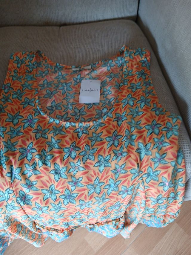 Vestido lencero Florencia - Naranja y Verde azulad