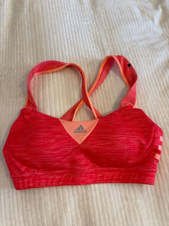 Top Adidas rosso sportivo donna gym paleatra