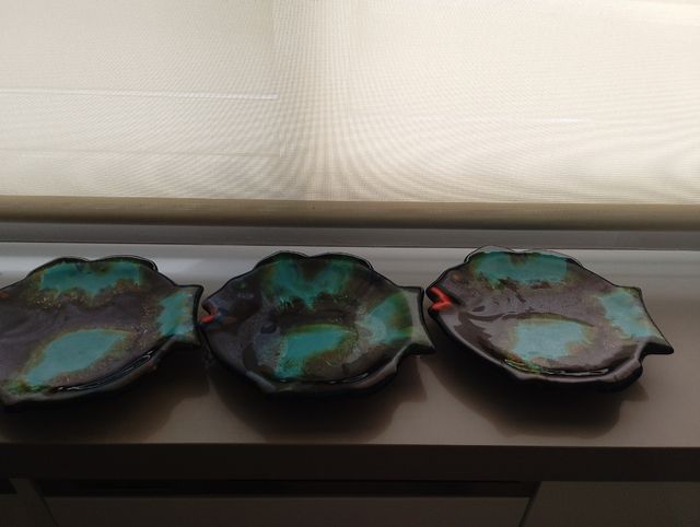 3 Platos Cerámica Pez