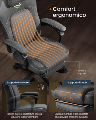 Sedia da Gaming Ergonomica per Computer Con Poggia