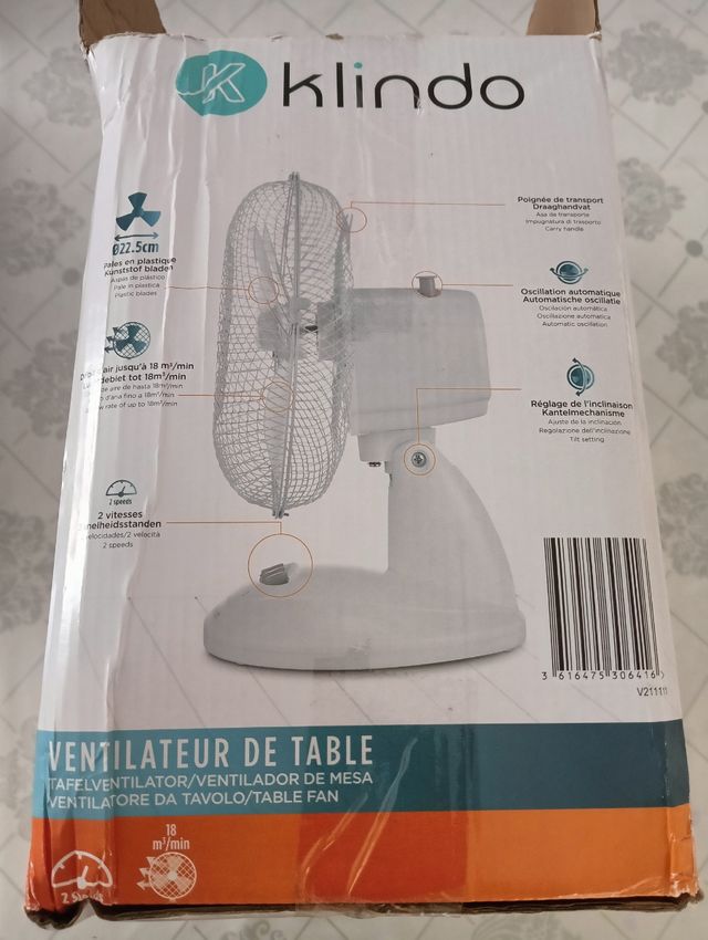 Ventilador Klindo de mesa - 22.5cm