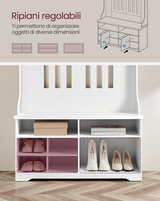 Appendiabiti Ingresso con Panca Scarpiera, Mobile 