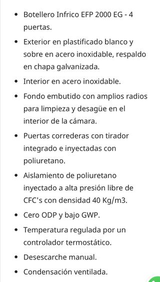 BOTELLERO INFRICO 4 PUERTAS - EFP 2000 EG