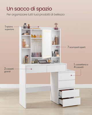 Toeletta con Luci LED a Luminosità Regolabile, Tav