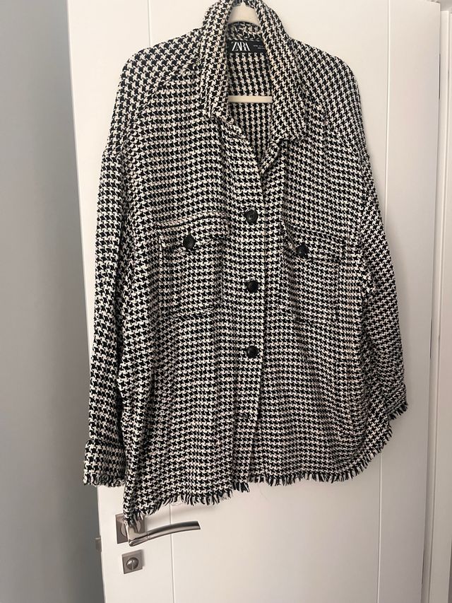 Sobrecamisa Zara -  cuadros blanco y negro