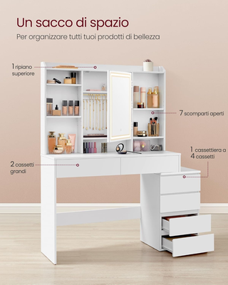 Toeletta con Luci LED a Luminosità Regolabile, Tav