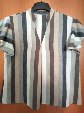 Camicia a righe beige e marrone