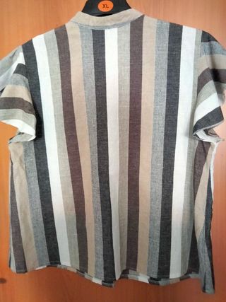 Camicia a righe beige e marrone