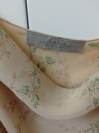 Top Zara gasa beige c/cuello drapeado