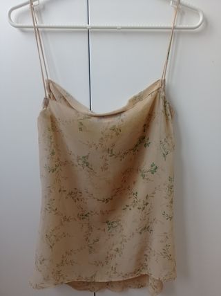 Top Zara gasa beige c/cuello drapeado