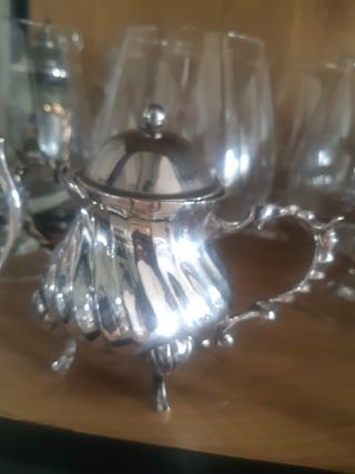 Juego de té plateado antiguo alpaca