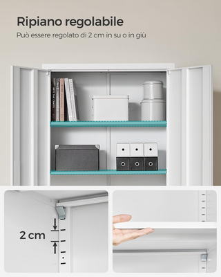 Armadietto Garage a 5 Ripiani con 2 Ante, Armadio