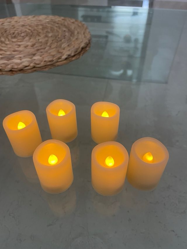 6 Velas LED Beige - Decoración